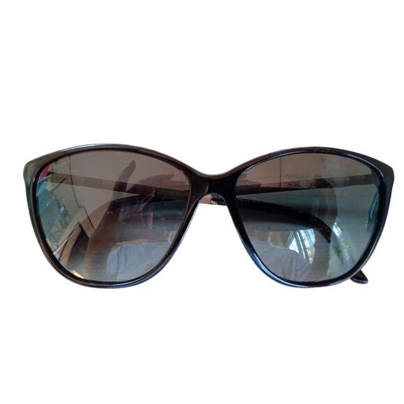 Burberry (Authentic) Black Oversized Check Print Polarized Round Sunglasses VGUC - Picture 2 of 10
